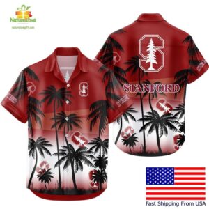Stanford Cardinal Hawaiian Shirt Tropical Coconut Forest Fan Apparel