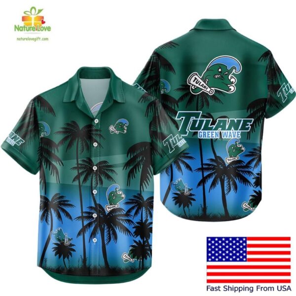 Tulane Green Wave Hawaiian Shirt NCAA Tropical Coconut Fan Style