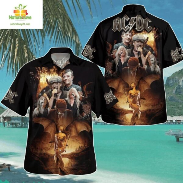 ACDC Warrior Angel Aloha Shirt for Men Hawaii Shirt