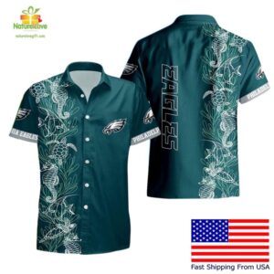 Philadelphia Eagles Hawaiian Shirt Turtle Seaweed Pattern for Men