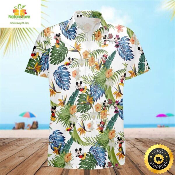 Disney Mickey and Minnie Mouse Tropical Summer Hawaiian Shirt