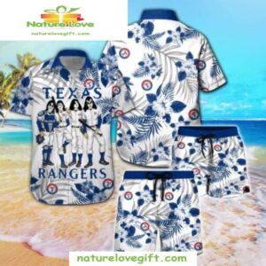 Texas Rangers Hawaiian Shirt Rock Band Floral MLB Baseball Apparel