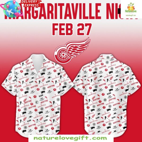 Detroit Red Wings Hawaiian Shirt Margaritaville Night 2025 Fan Gear