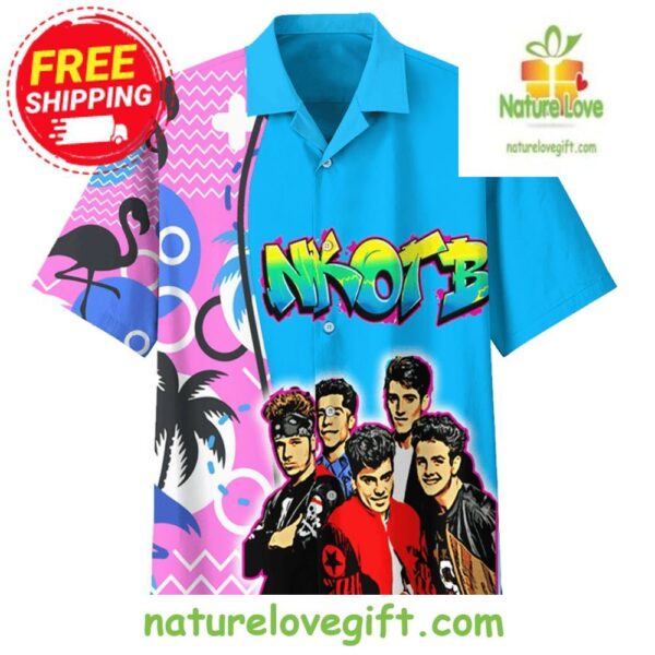 New Kids on the Block Hawaiian Shirt Pink Blue