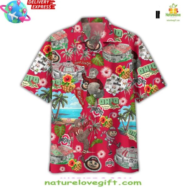 Ohio State Buckeyes Hawaiian Shirt Summer Vibes Tropical Design