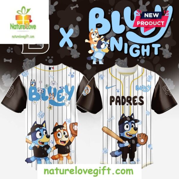 San Diego Padres MLB Bluey And Bingo Baseball Jersey