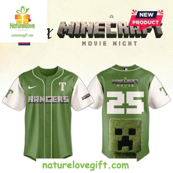 Texas Rangers MLB Minecraft Movie Night Baseball Jersey