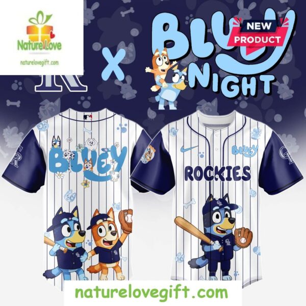 Colorado Rockies MLB Bluey And Bingo Baseball Jersey