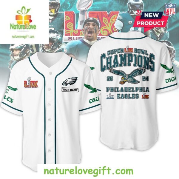 Super Bowl LIX Champions 2025 Eagles Baseball Jersey