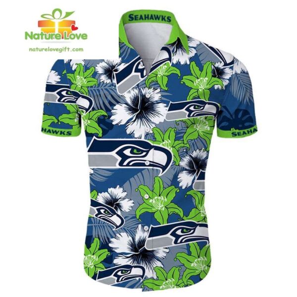 Seattle Seahawks Hawaiian Shirt Tropical Floral Short Sleeve Tee