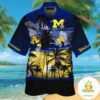 Michigan Wolverines Aloha Shirt Tropical Short Sleeve Button Up Shirts