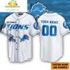Detroit Lions Custom White Baseball Jersey NFL Gift for Fans