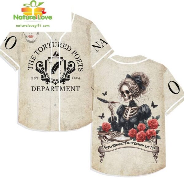 Taylor Swift Tortured Poets Beige Baseball Jersey Gift for Fans