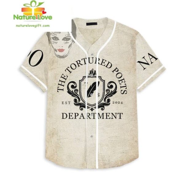 Taylor Swift Tortured Poets Beige Baseball Jersey Gift for Fans
