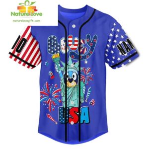 Bluey Happy Independence Day Customized Baseball Jersey