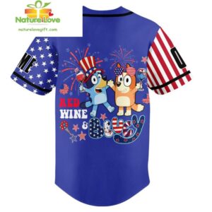 Bluey Happy Independence Day Customized Baseball Jersey