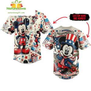 Custom Mickey Mouse 4th of July Baseball Jersey Gift for Fans