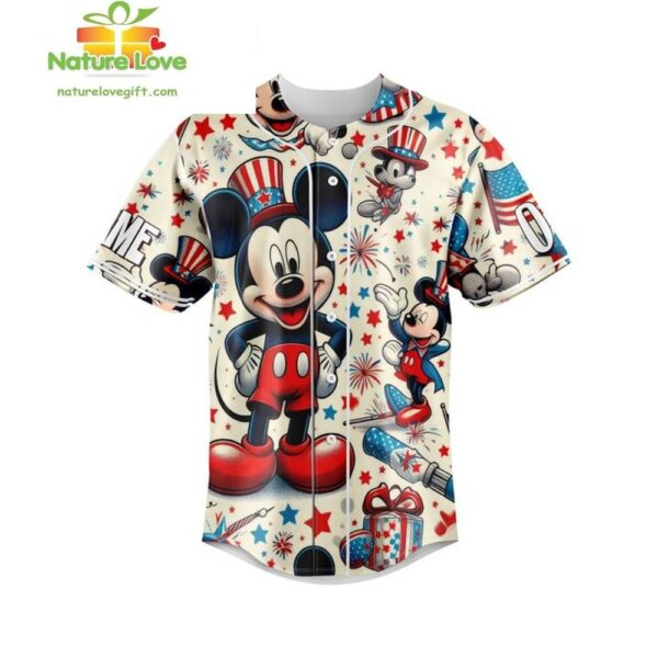 Custom Mickey Mouse 4th of July Baseball Jersey Gift for Fans