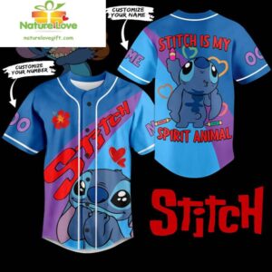 Custom Stitch Spirit Animal Baseball Jersey Disney Gift for Fans
