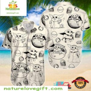 Baby Yoda Hawaiian Shirt Gift for Mandalorian Fans Star Wars Gift