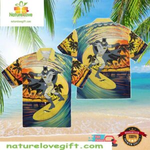 Batman Hawaiian Shirt Surfing Graphic Tee Movie Lover Gift