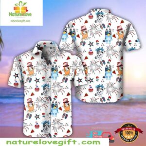 Bluey 4Th Of July Hawaiian Shirt