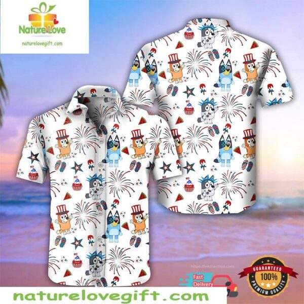 Bluey 4th of July Hawaiian Shirt Holiday Outfit