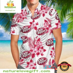 Dr Pepper Hawaiian Shirt Hibiscus Print