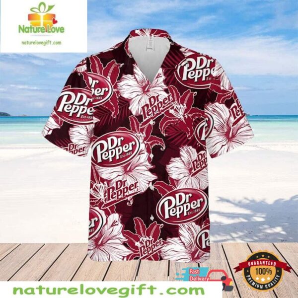 Dr Pepper Hawaiian Shirt Summer Flower Pattern