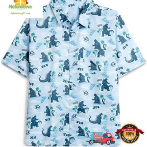 Godzilla Hawaiian Shirt Summer Vacation Casual Wear Movie Lover Gift