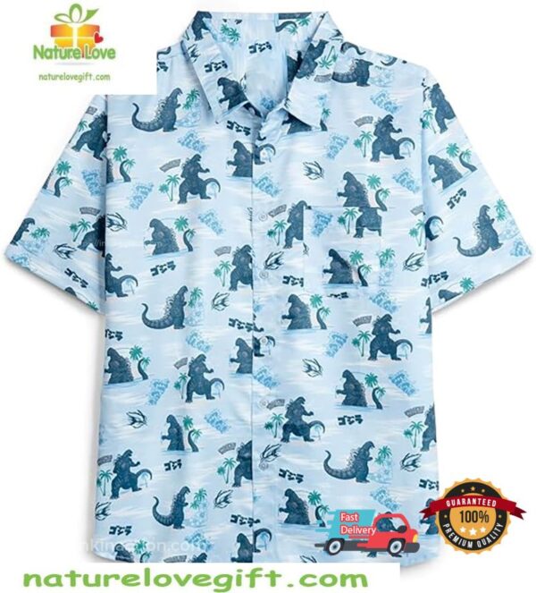 Godzilla Hawaiian Shirt Summer Vacation Casual Wear Movie Lover Gift