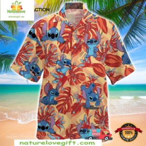 Lilo and Stitch Hawaiian Shirt Red Tropical Summer Vibes Outfit