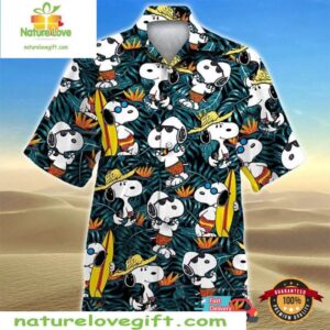 Snoopy Hawaiian Shirt Summer Beach Trip Casual Short Sleeve