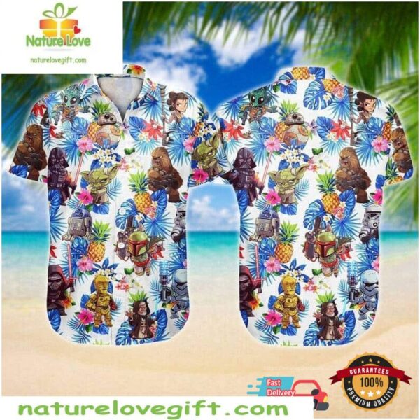 Star Wars Hawaiian Shirt Darth Vader Yoda Pineapple Tropical Aloha
