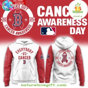 Boston Red Sox 2025 Cancer Awareness Hoodie Strike Out Cancer