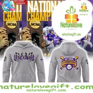 LSU Tigers 2025 CWS Champions Gray Hoodie Geauxmaha