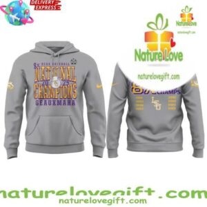 LSU Tigers 8X College World Series Champions 2025 Gray Edition Hoodie InspirDG 2