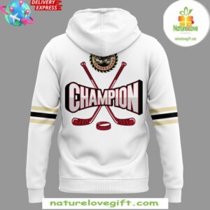 Muskegon Lumberjacks 2025 USHL Clark Cup Performance White Hoodie InspirDG 3