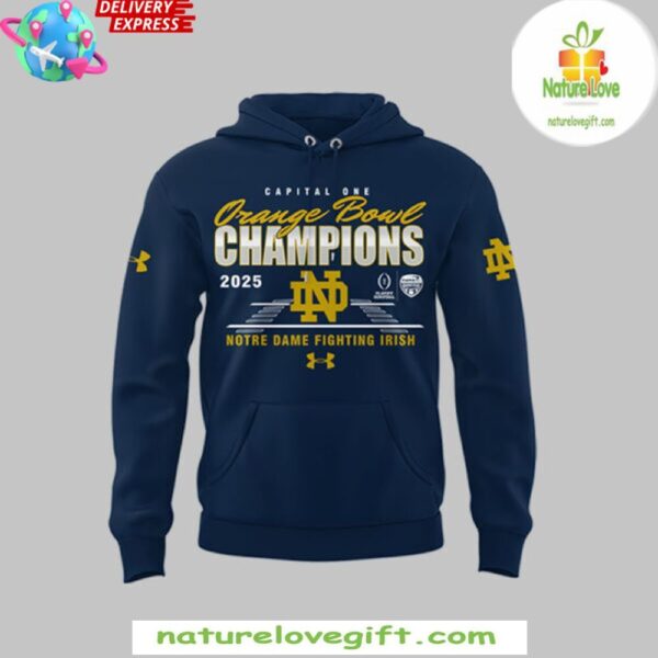 Notre Dame Fighting Irish 2025 Orange Bowl Champions Navy Hoodie