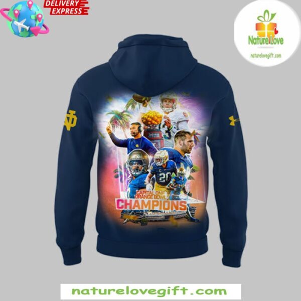 Notre Dame Fighting Irish 2025 Orange Bowl Champions Navy Hoodie