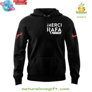 Offical Rafael Nadal Roland Garros Merci Rafa 2025 Black Hoodie InspirDG 2