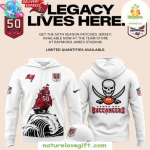 Tampa Bay Buccaneers 50 Seasons Legacy White Hoodie Gift for Fans