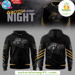 Toledo Walleye Blackout Night Hoodie Bone Fish Hockey Fan Apparel