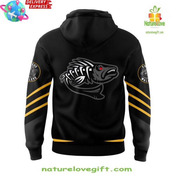 Toledo Walleye Blackout Night Hoodie Bone Fish Hockey Fan Apparel