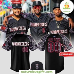 2025 Fayetteville Woodpeckers Black Baseball Jersey Black Ops