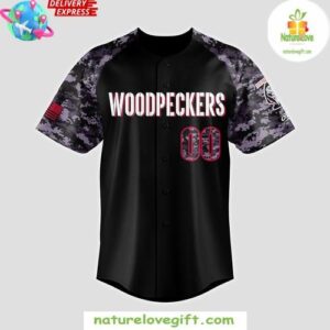 2025 Fayetteville Woodpeckers Black Ops is Black Baseball Jersey InspirDG 2