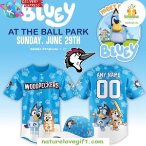 Bluey Fayetteville Woodpeckers Baseball Jersey Custom