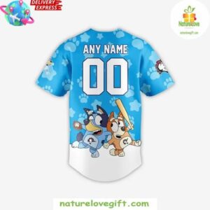Bluey x Fayetteville Woodpeckers Custom Baseball Jersey InspirDG 3
