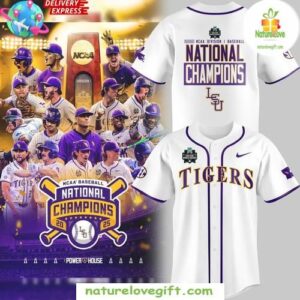 LSU Tigers 2025 National Champions Baseball Jersey White