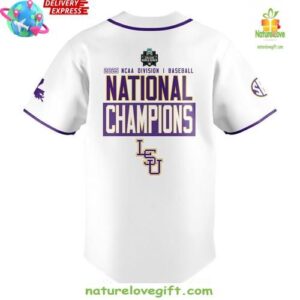 LSU Tigers 2025 National Champions White Edition Baseball Jersey InspirDG 3